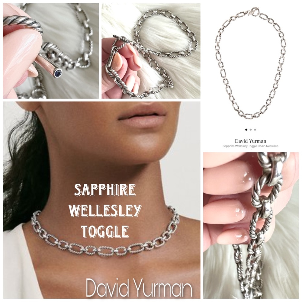 Sapphire Wellesley toggle David Yurman oval twisted cable chain link necklace